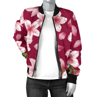 Cherry Blossom Pattern Print Design CB06 Women Bomber Jacket