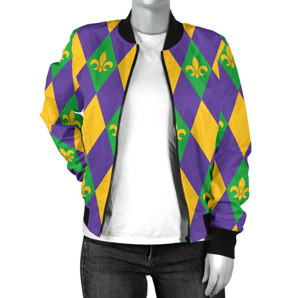 Mardi Gras Pattern Print Design 05 Women's Bomber Jacket