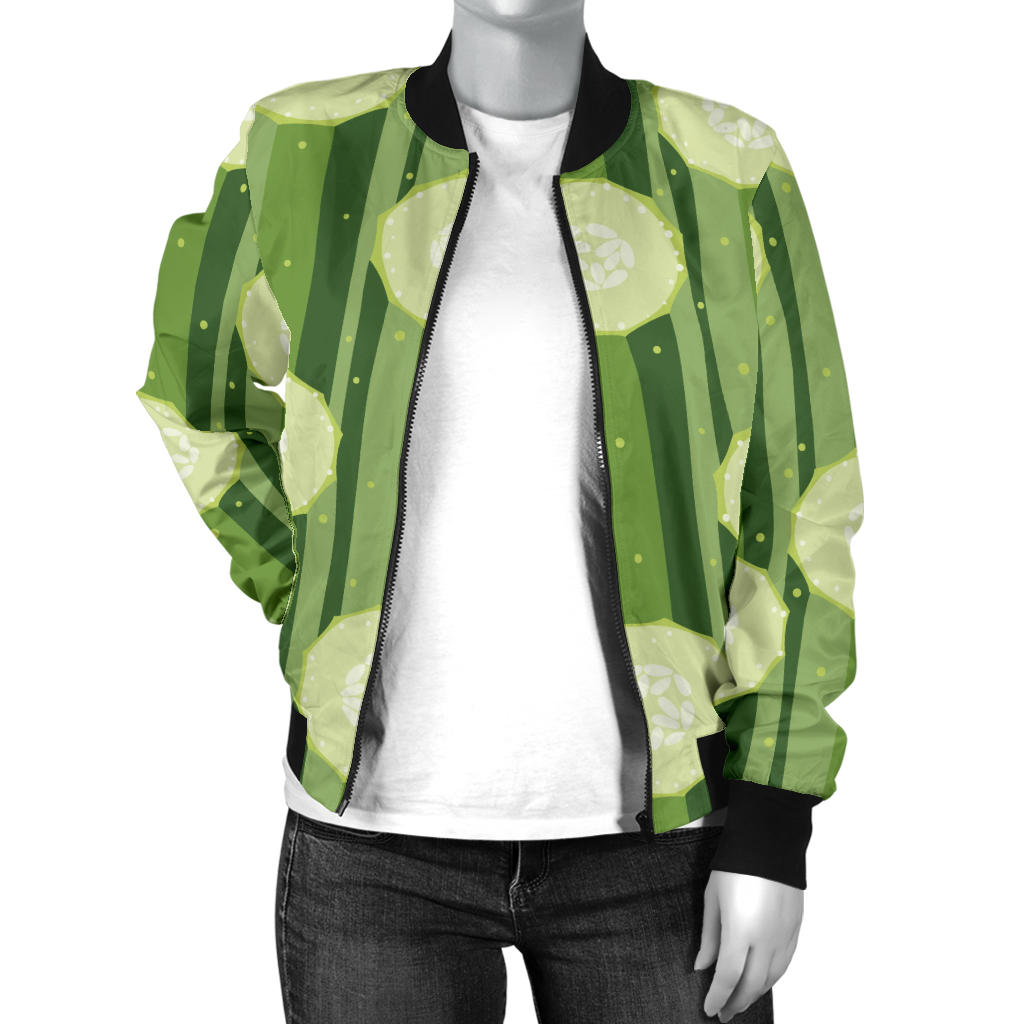 Cucumber Pattern Print Design CC03 Women Bomber Jacket