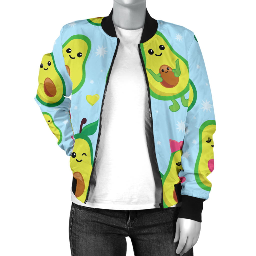 Avocado Pattern Print Design AC09 Women Bomber Jacket