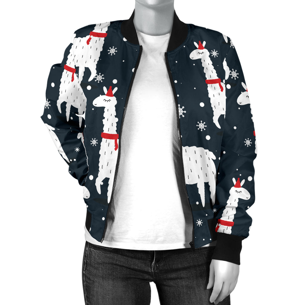 Alpaca Pattern Print Design 04 Women's Bomber Jacket