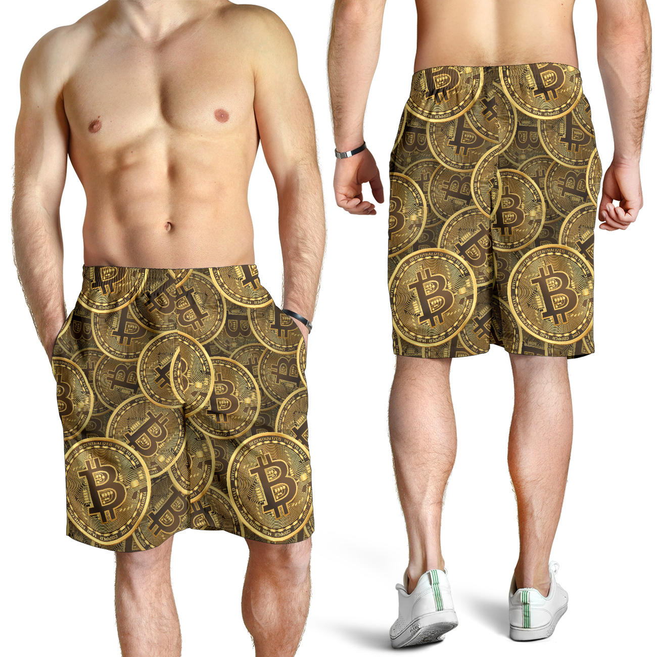 Bitcoin Pattern Print Design DO01 Mens Shorts