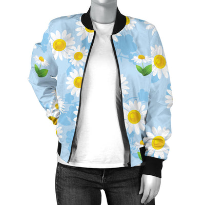 Daisy Pattern Print Design DS010 Women Bomber Jacket