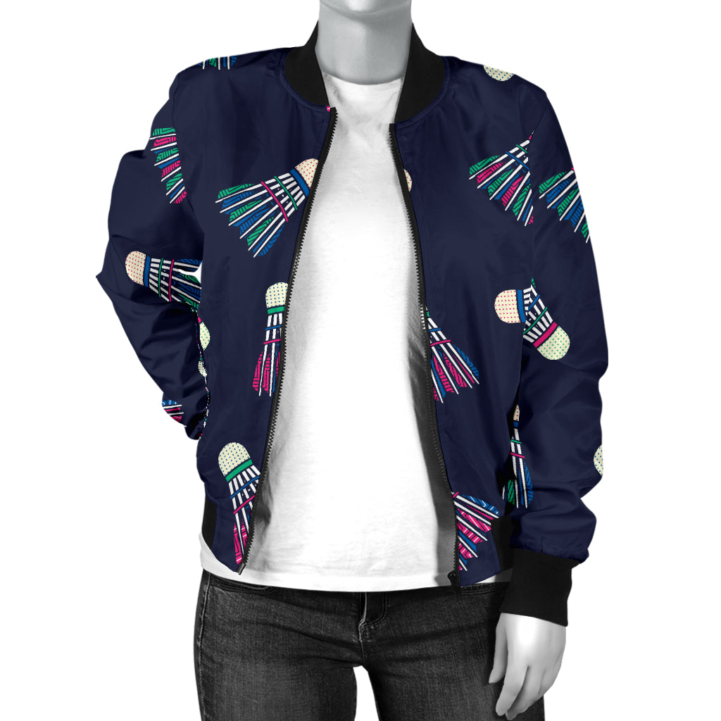 Badminton Ball Pattern Print Design 02 Women's Bomber Jacket