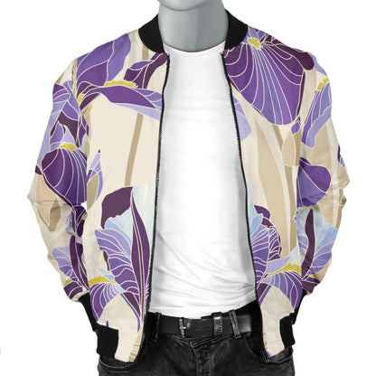 Iris Pattern Print Design IR02 Men Bomber Jacket