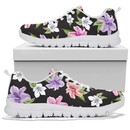 Lily Pattern Print Design LY02 Sneakers White Bottom Shoes