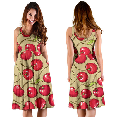 Cherry Pattern Print Design CH05 Midi Dress