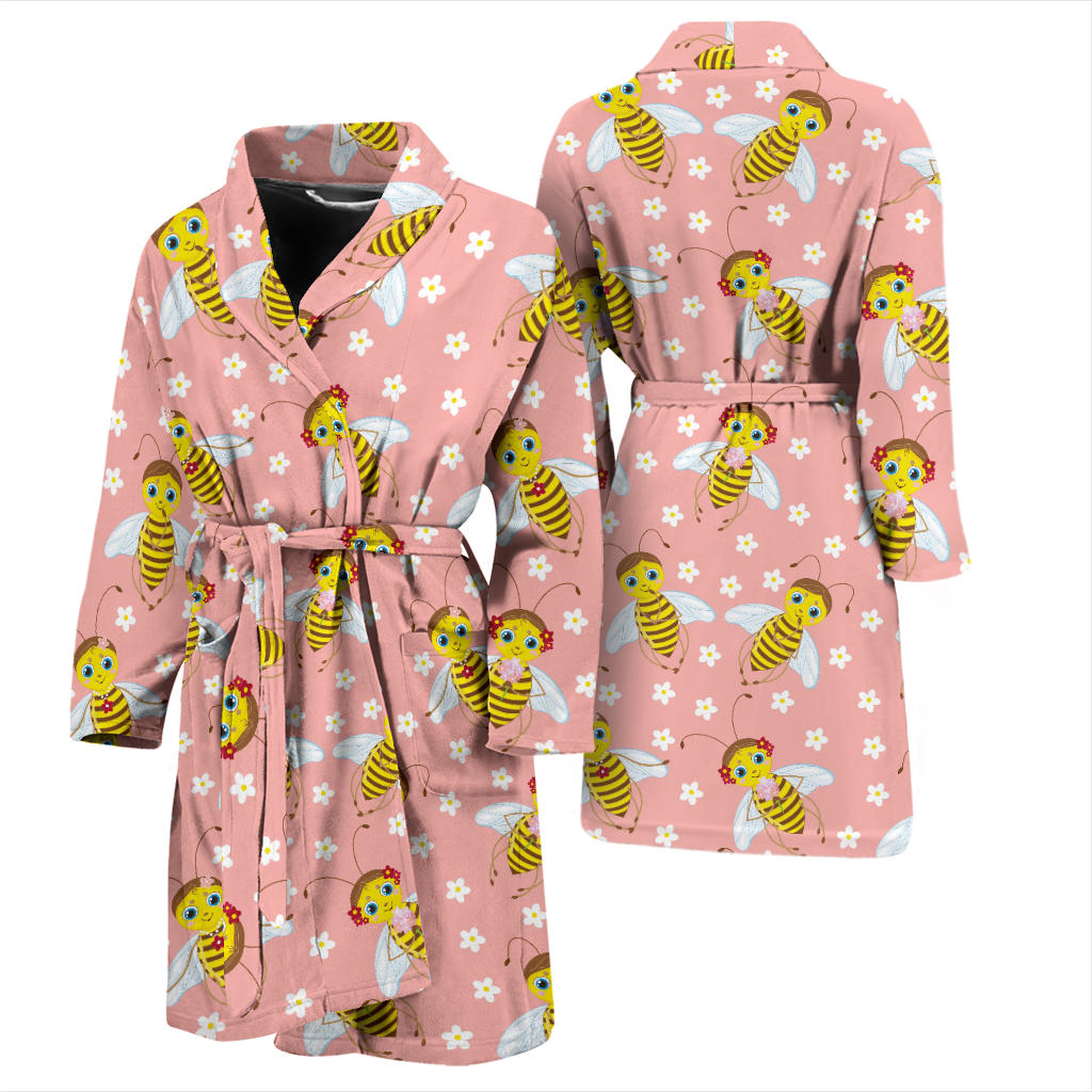 Bee Pattern Print Design BEE07 Men Bathrobe
