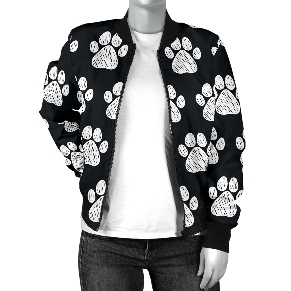 Paw Pattern Print Design A02 Women's Bomber Jacket