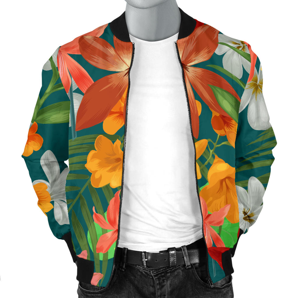 Amaryllis Pattern Print Design AL06 Men Bomber Jacket