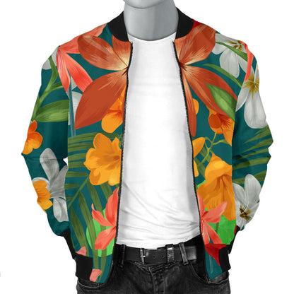 Amaryllis Pattern Print Design AL06 Men Bomber Jacket