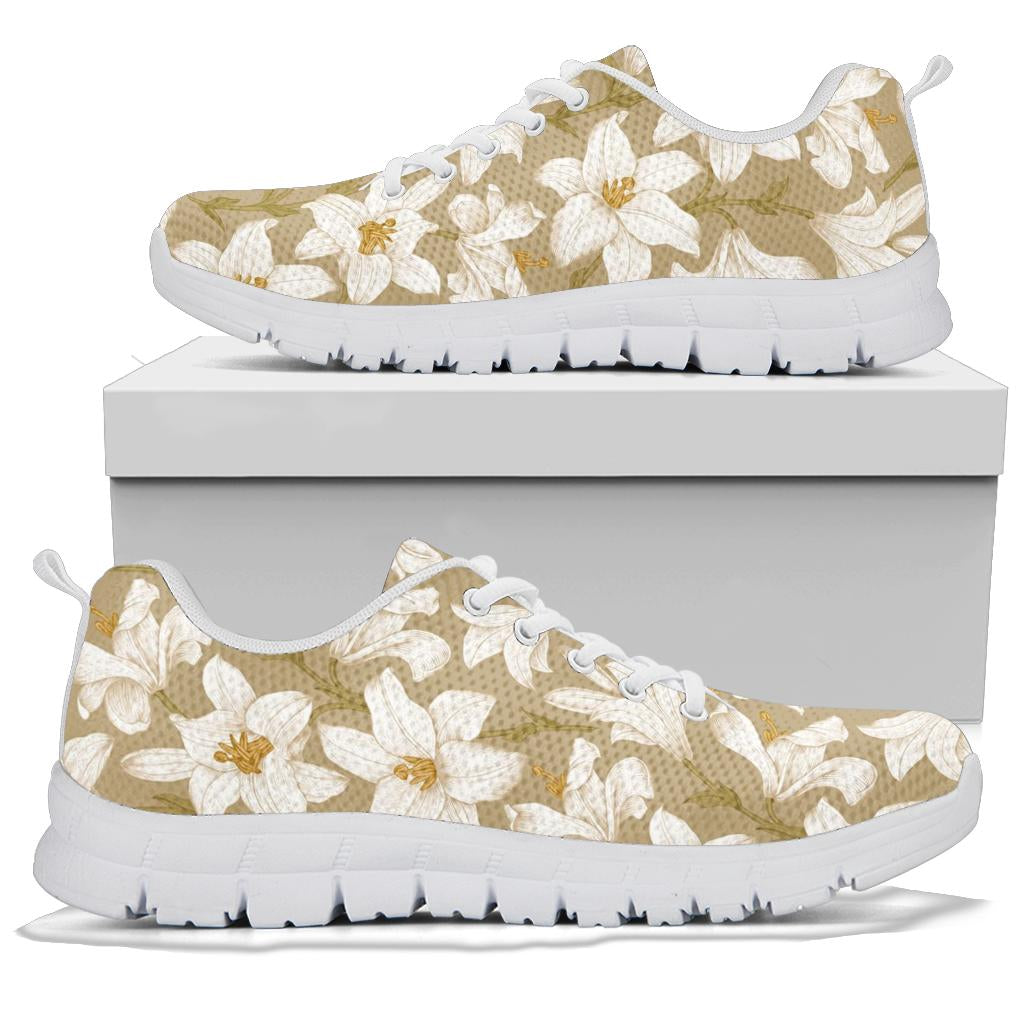 Lily Pattern Print Design LY07 Sneakers White Bottom Shoes