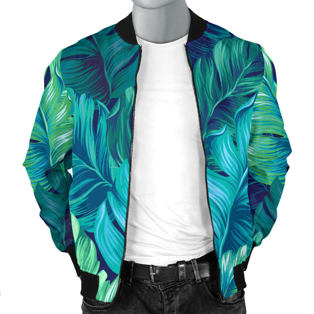 Banana Leaf Pattern Print Design BL05 Men Bomber Jacket
