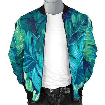 Banana Leaf Pattern Print Design BL05 Men Bomber Jacket