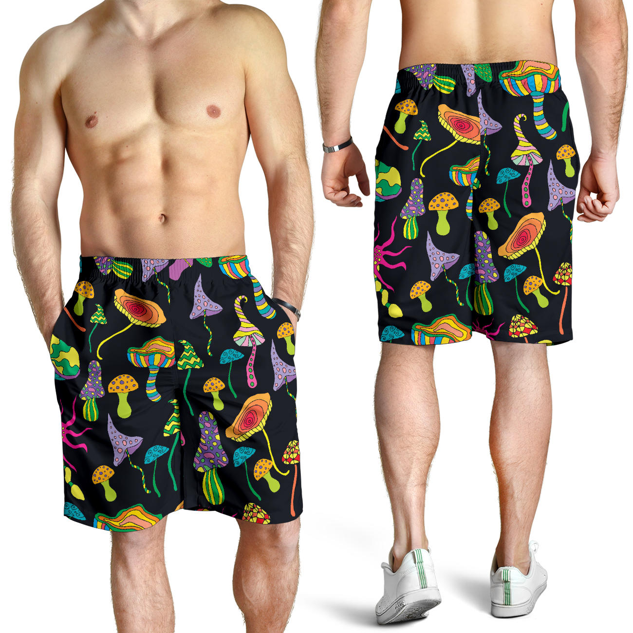 Psychedelic Mushroom Pattern Print Design A02 Mens Shorts