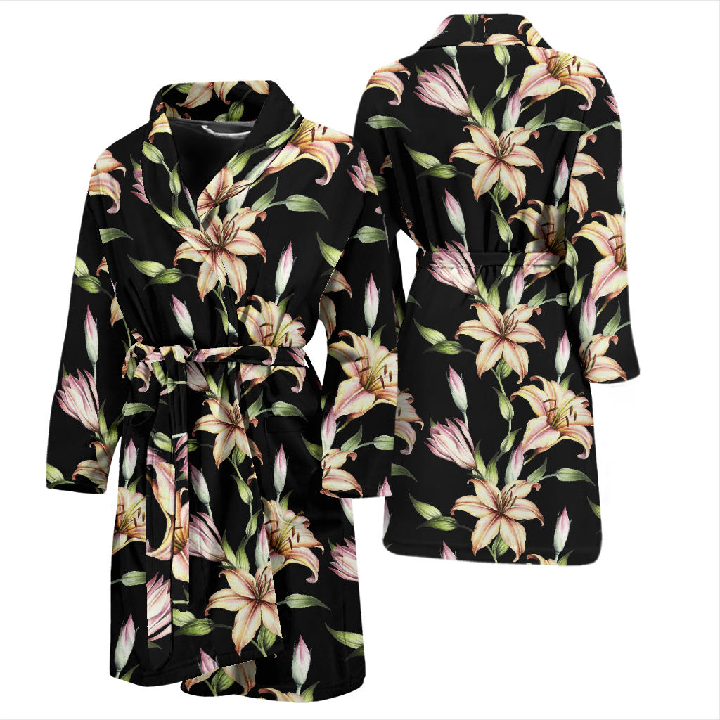 Lily Pattern Print Design LY05 Men Bathrobe