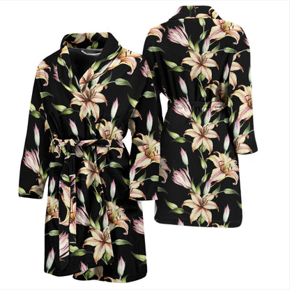Lily Pattern Print Design LY05 Men Bathrobe