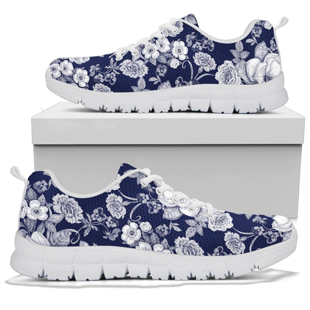 Floral Infrared Pattern Sneakers White Bottom Shoes