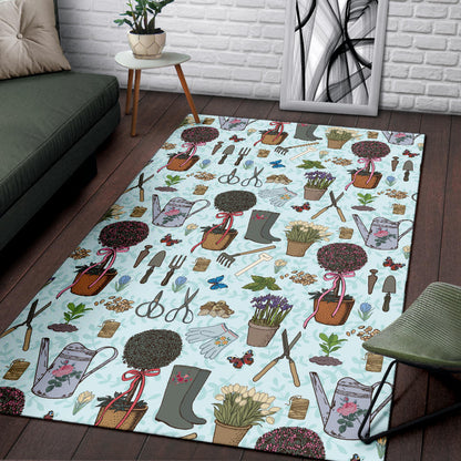 Gardening Pattern Print Design G01 Area Rugs