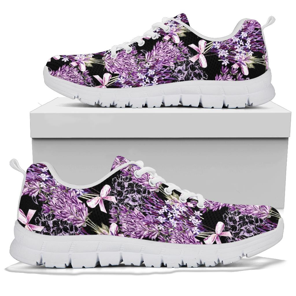 Lavender Pattern Print Design LV06 Sneakers White Bottom Shoes