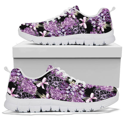 Lavender Pattern Print Design LV06 Sneakers White Bottom Shoes