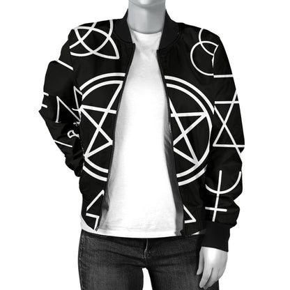 Pentagram Pattern Print Design A02 Women's Bomber Jacket