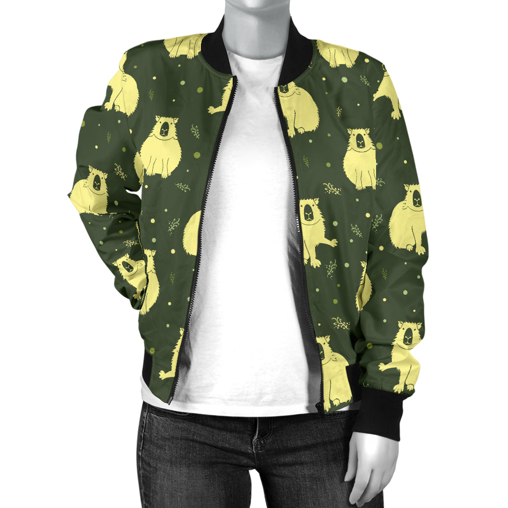 Capybara Pattern Print Design 03 Women's Bomber Jacket