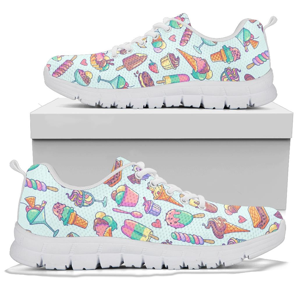 Ice Cream Pattern Print Design IC02 Sneakers White Bottom Shoes