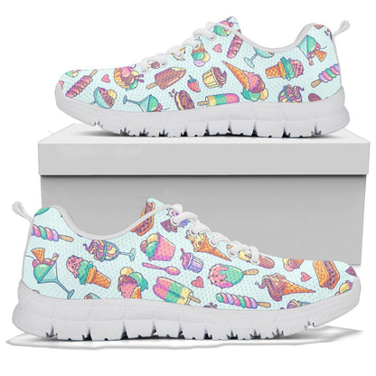 Ice Cream Pattern Print Design IC02 Sneakers White Bottom Shoes
