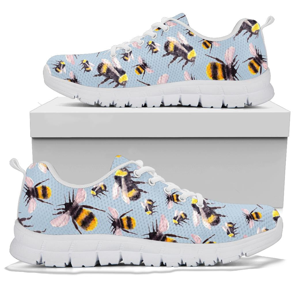 Bee Pattern Print Design BEE08 Sneakers White Bottom Shoes