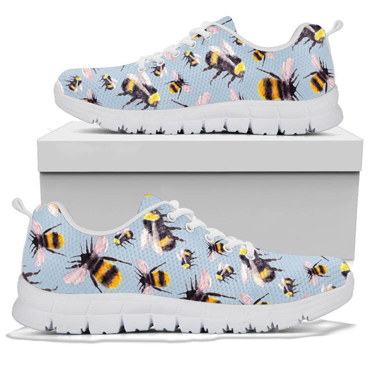 Bee Pattern Print Design BEE08 Sneakers White Bottom Shoes