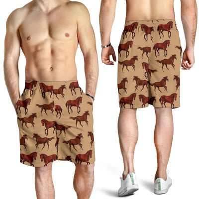 Brown Horse Print Pattern Mens Shorts