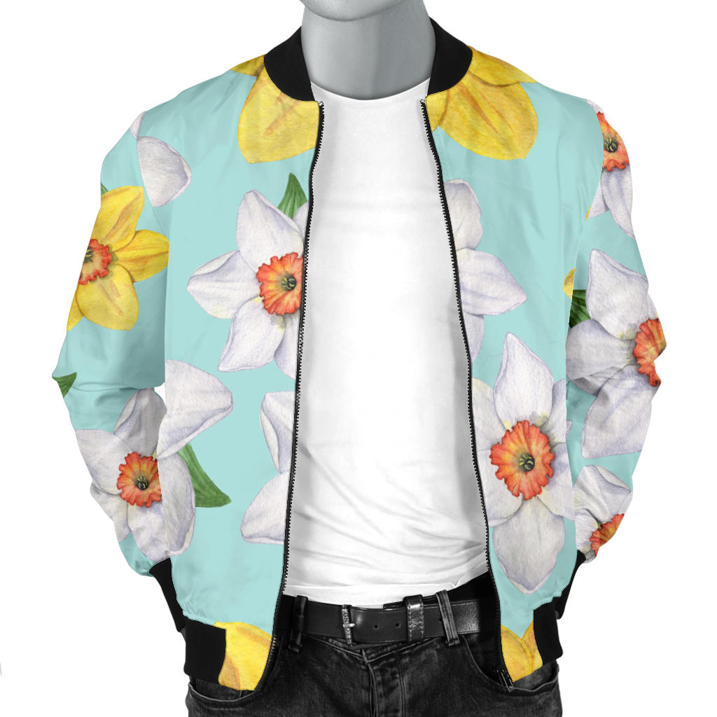 Daffodils Pattern Print Design DF07 Men Bomber Jacket