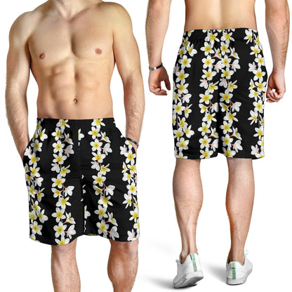 White Plumeria Pattern Print Design PM08 Mens Shorts