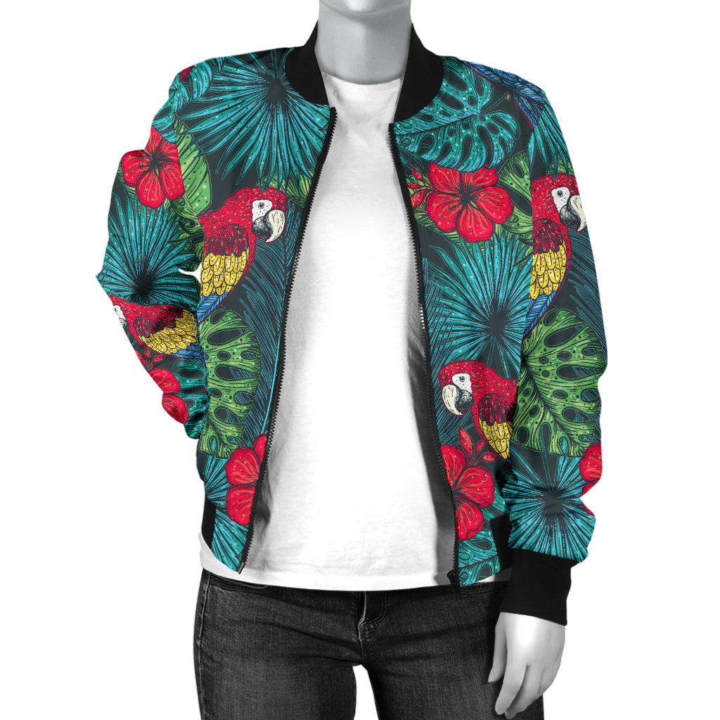Parrot Pattern Print Design A05 Women's Bomber Jacket