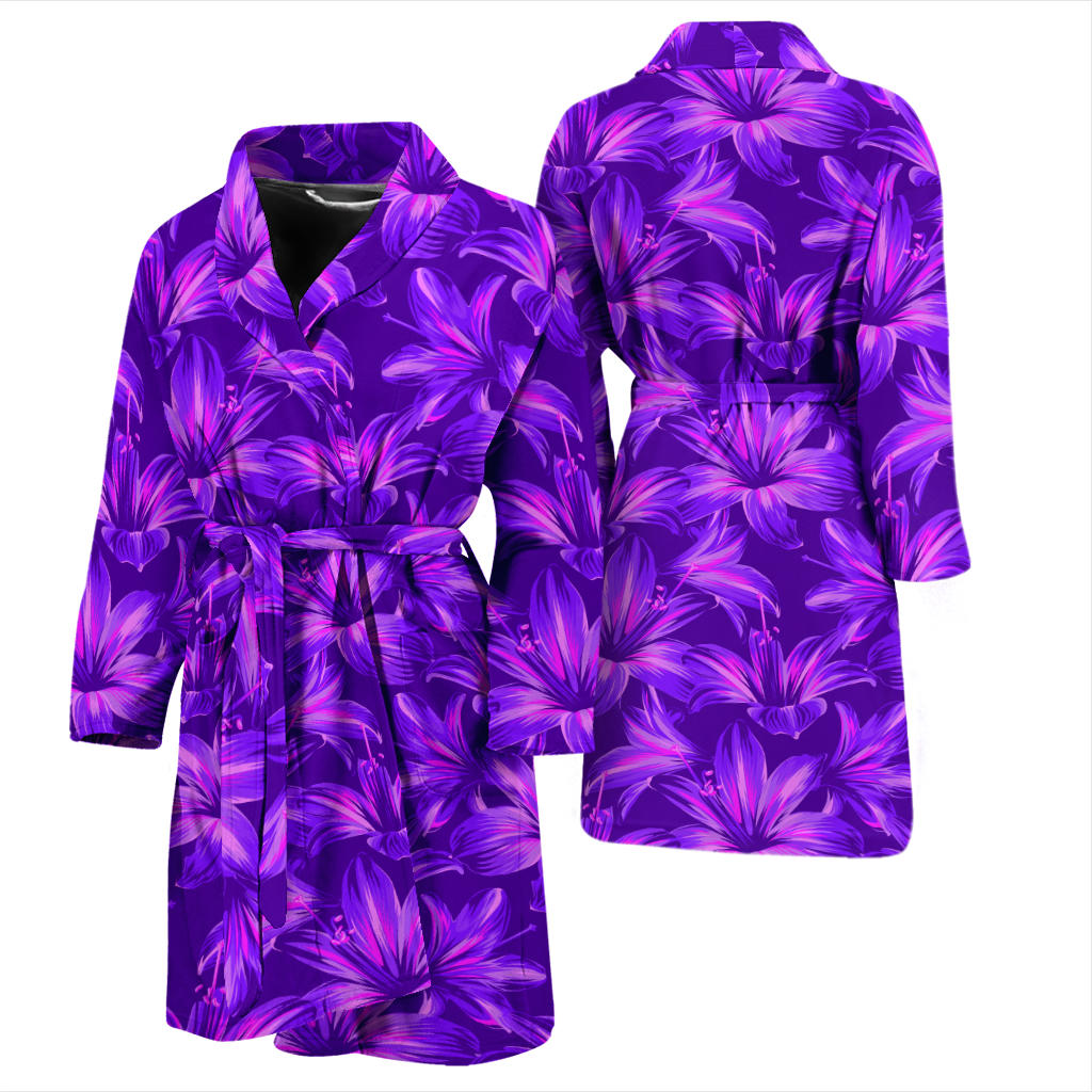 Amaryllis Pattern Print Design AL03 Men Bathrobe