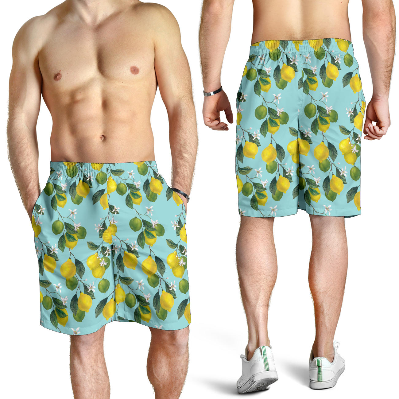 Lemon Pattern Print Design LM05 Mens Shorts