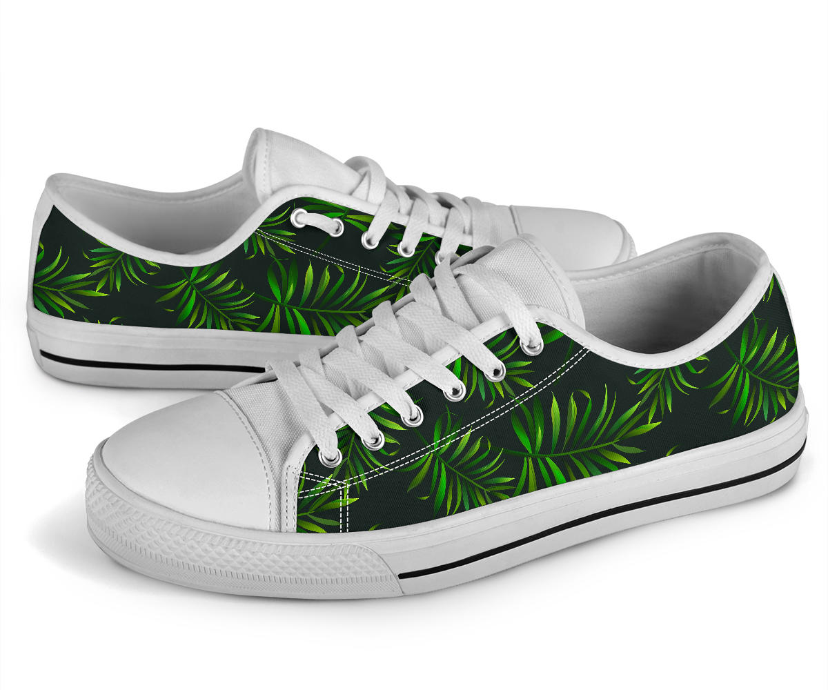 Rainforest Pattern Print Design RF03 White Bottom Low Top Shoes