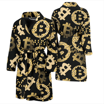 Bitcoin Pattern Print Design DO06 Men Bathrobe