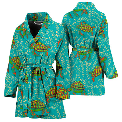 Sea Turtle Pattern Print Design T010 Women Bathrobe