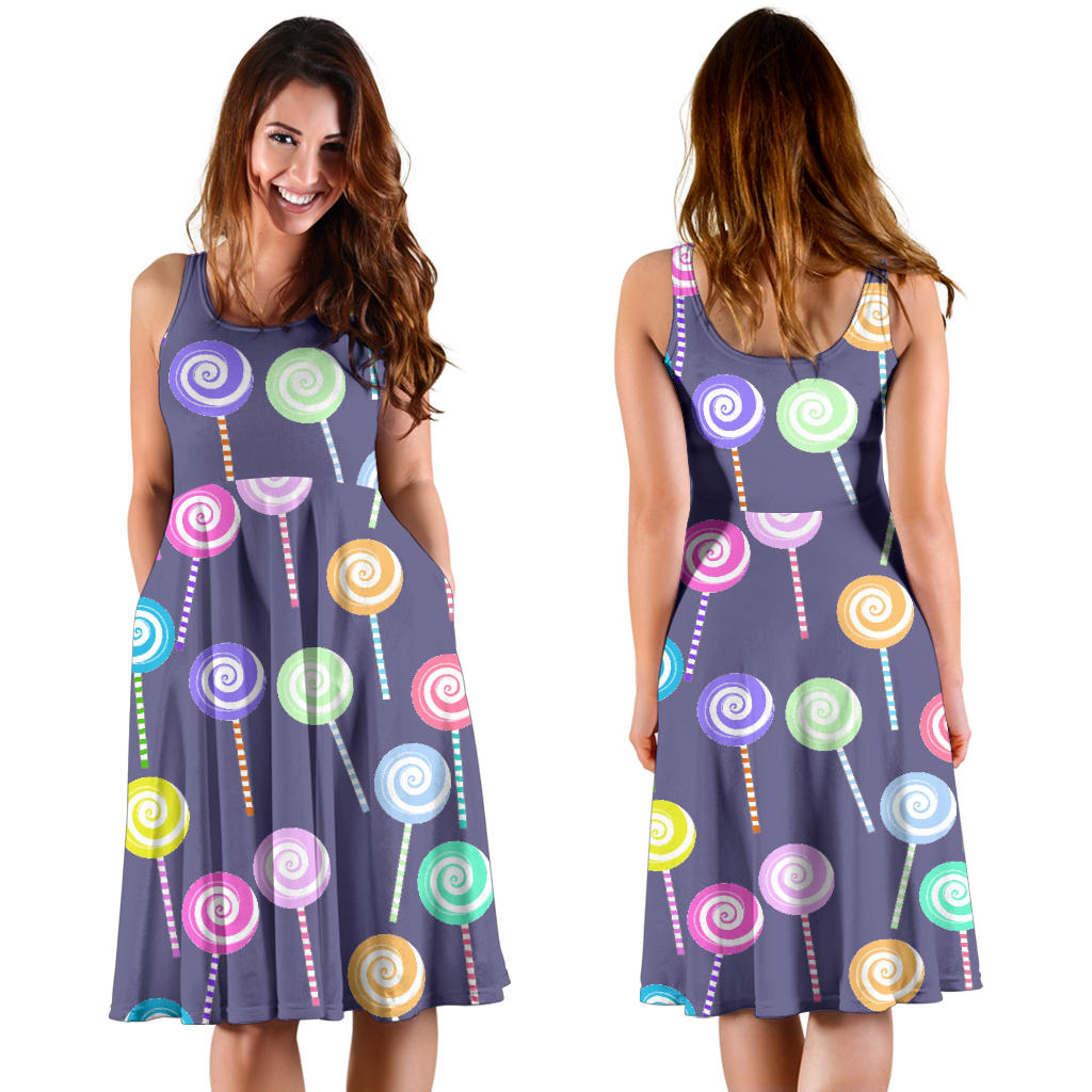 Lollipop Pattern Print Design LL03 Midi Dress