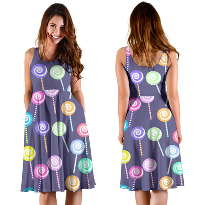 Lollipop Pattern Print Design LL03 Midi Dress
