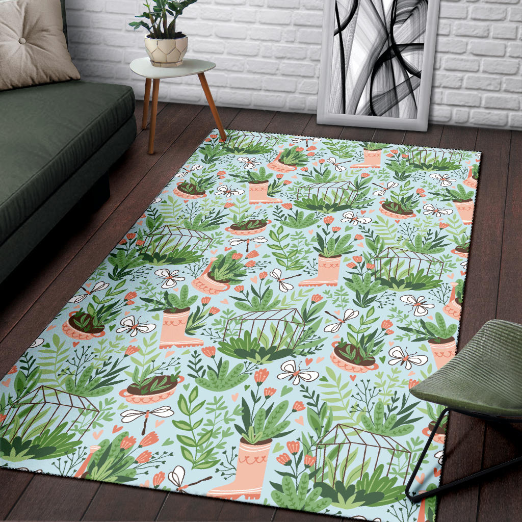 Gardening Pattern Print Design G04 Area Rugs