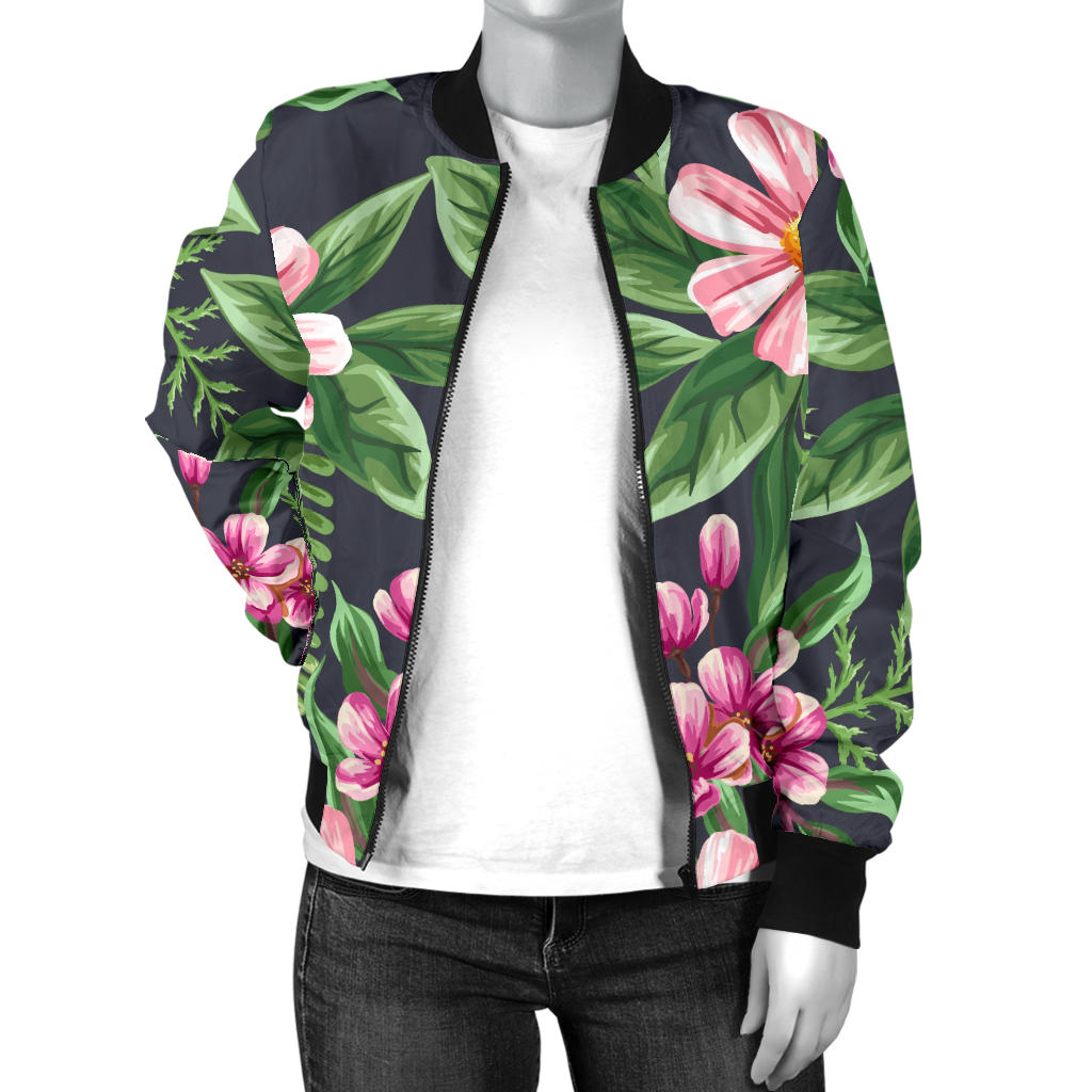 Summer Floral Pattern Print Design SF010 Women Bomber Jacket