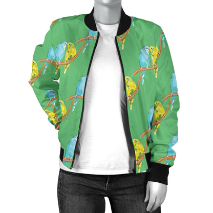 Budgerigar Pattern Print Design 01 Women's Bomber Jacket