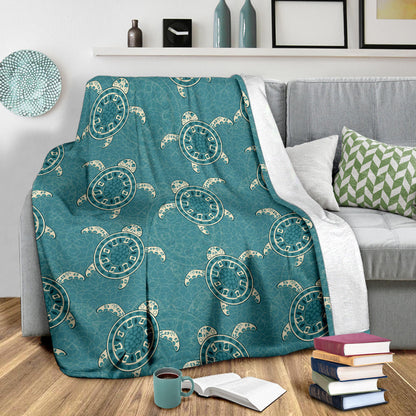 Sea Turtle Pattern Print Design T02 Fleece Blanket