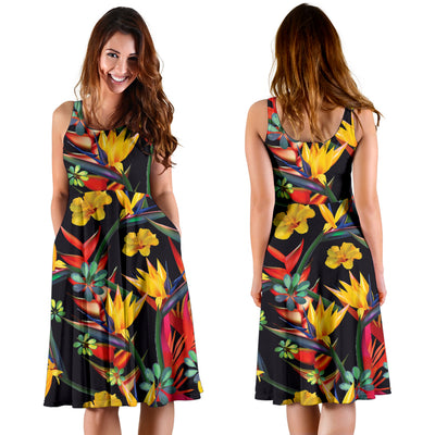 Bird Of Paradise Pattern Print Design BOP016 Midi Dress