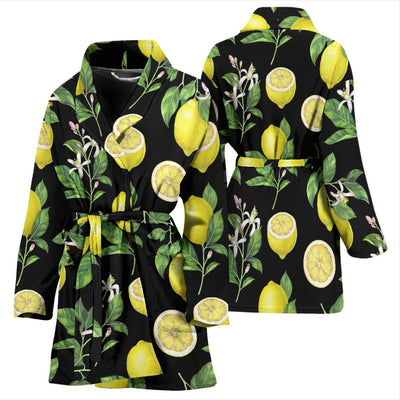 Lemon Pattern Print Design LM02 Women Bathrobe