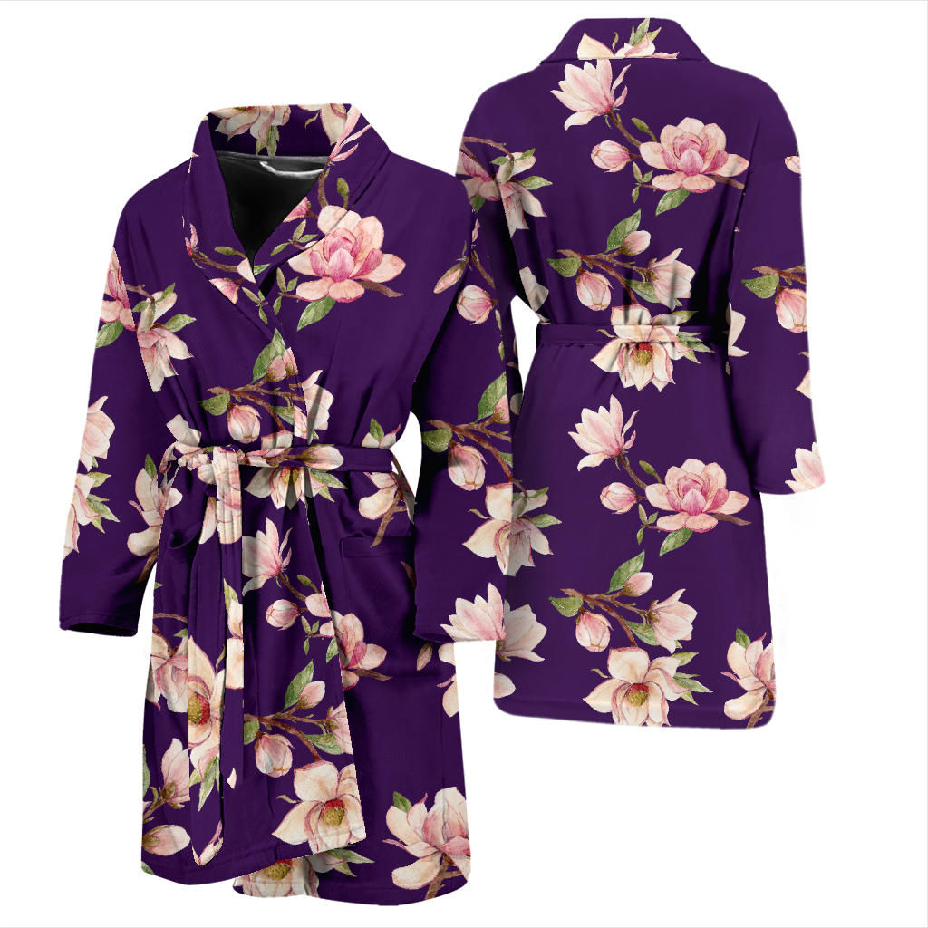 Magnolia Pattern Print Design MAG02 Men Bathrobe