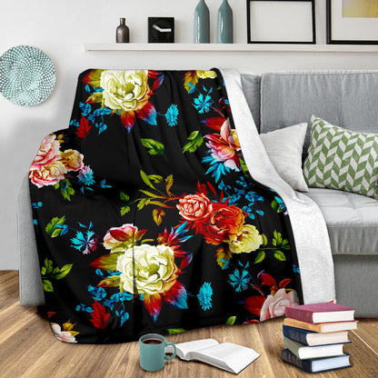 Peony Pattern Print Design PE07 Fleece Blanket
